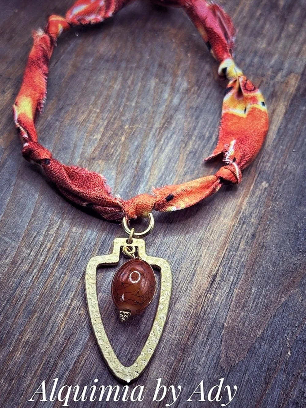 Alquimia by Ady Red Stone Pendant Necklace